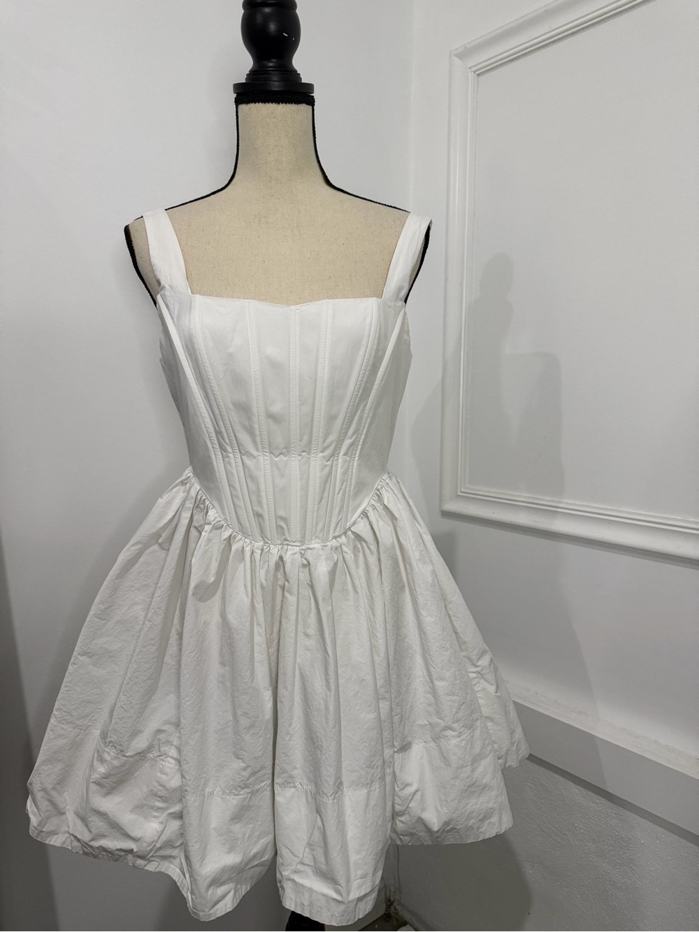 Olivaceous White Sleeveless Mini Fit-and-Flare Dress